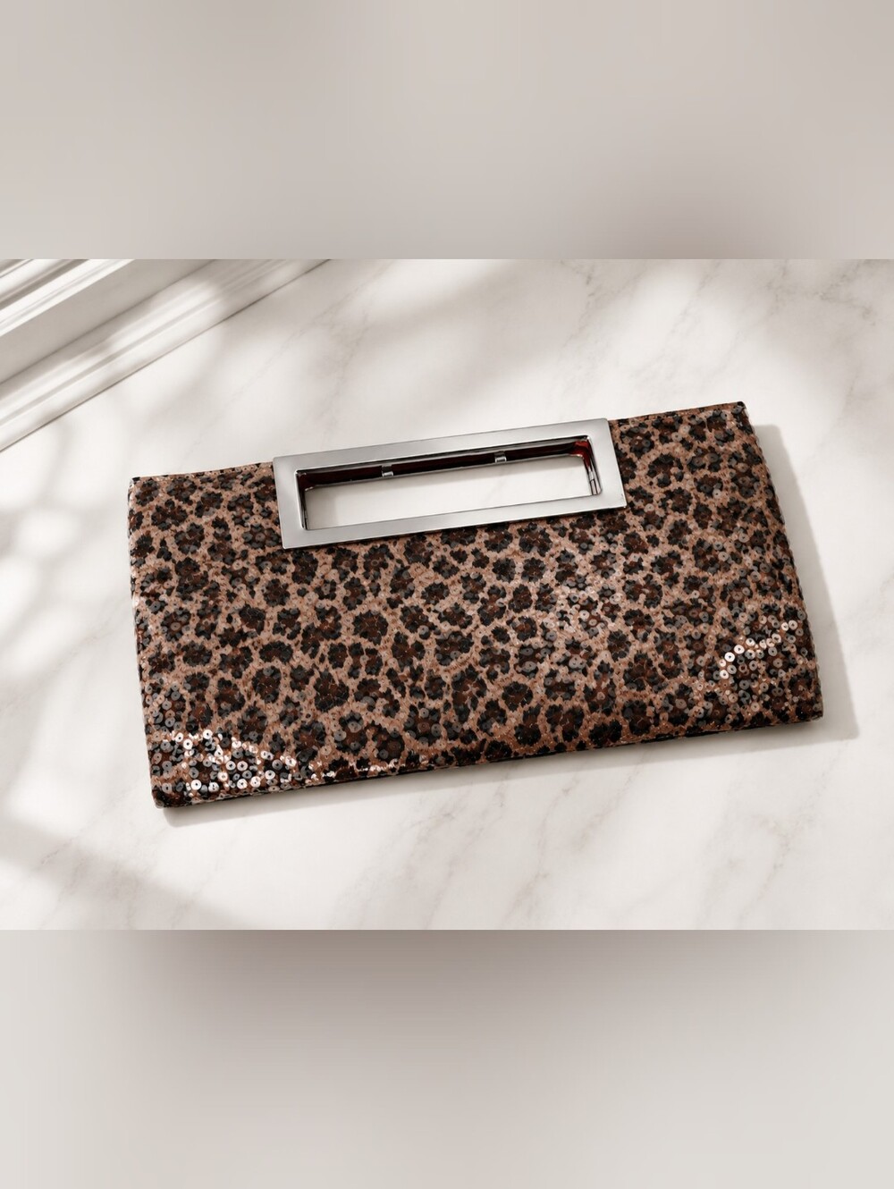BONGO Leopard Sequin Convertible Crossbody Clutch Bag NWOT